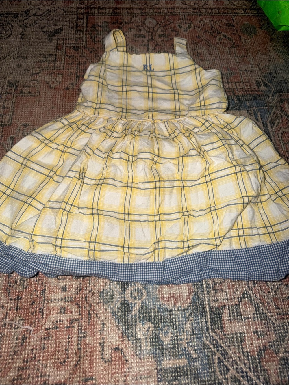 Vintage POLO Ralph Lauren yellow and blue kids dress size 4t sun dress